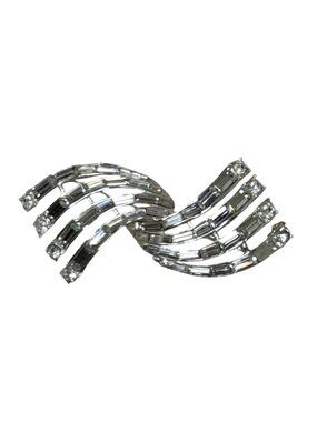 Vintage Signed Carole Rhinestone Silver-Tone Swirl Brooch Pin